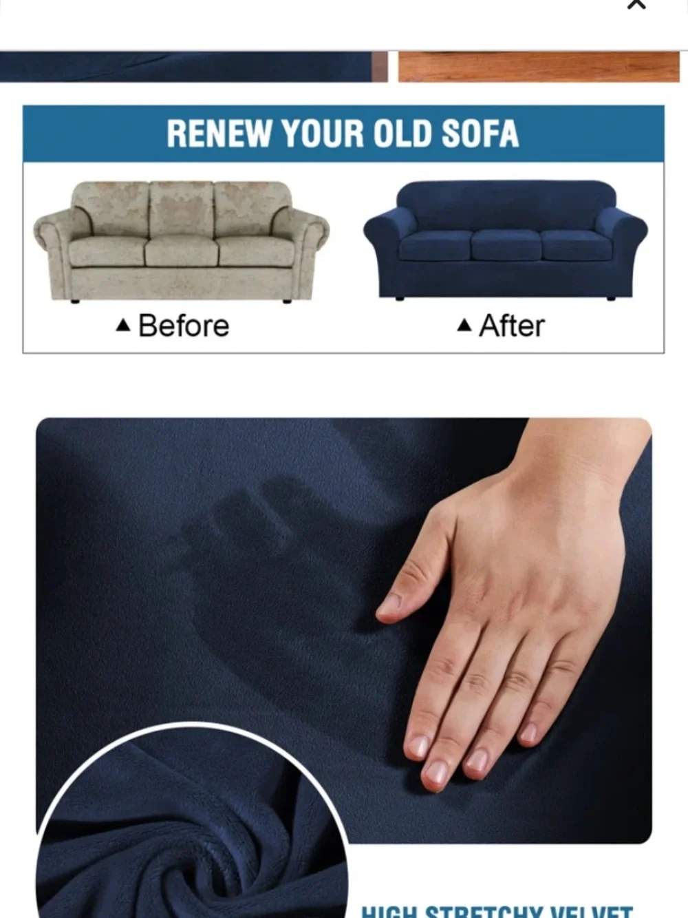 Mercer41 Deep Navy Velvet Loveseat Slipcover